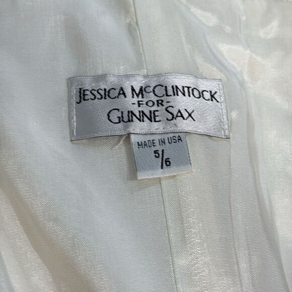 Jessica McClintock Gunne Sax Vintage Ivory Satin Elegant Strapless with Lace 5/6 - Picture 5 of 10